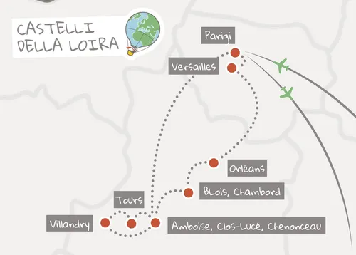 Mappa Itinerario Castelli della Loira